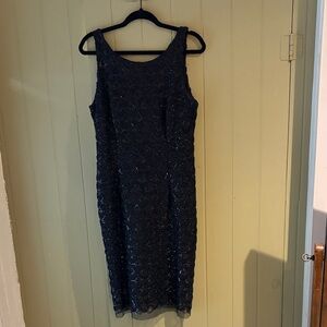 SD Collection Navy Beaded Sleeveless Midi Dress